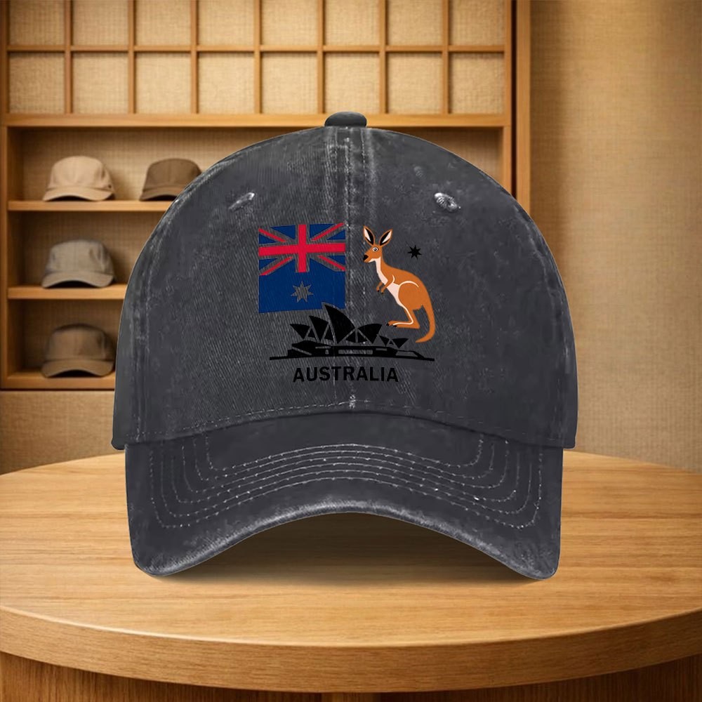 Outdoor Camping Australia - Topi Bisbol Kanguru Bendera Australia Topi