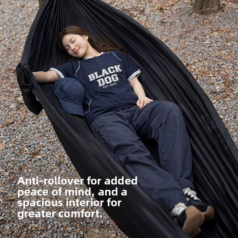 Outdoor Camping Hammock - Hammock Parasut Warna Hitam Solid dengan