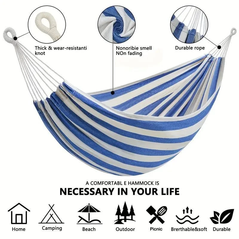 Outdoor Camping Hammock - Tempat Tidur Gantung Kanvas Tanpa Tongkat