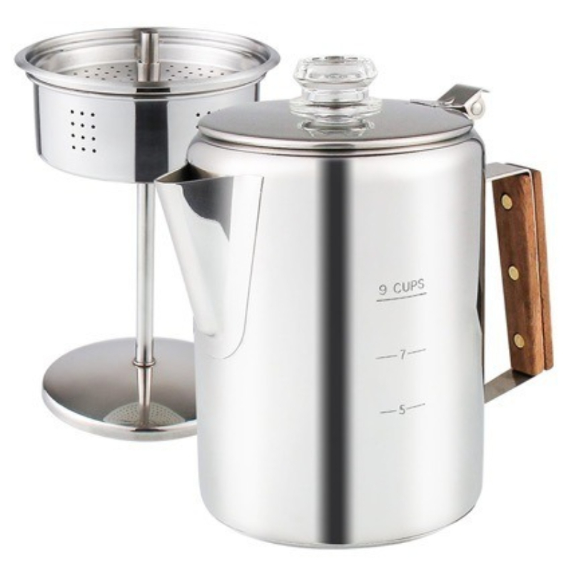 Camp Percolator Coffee - Perkolator Kopi Stainless Steel 6-Cup 9-Cup