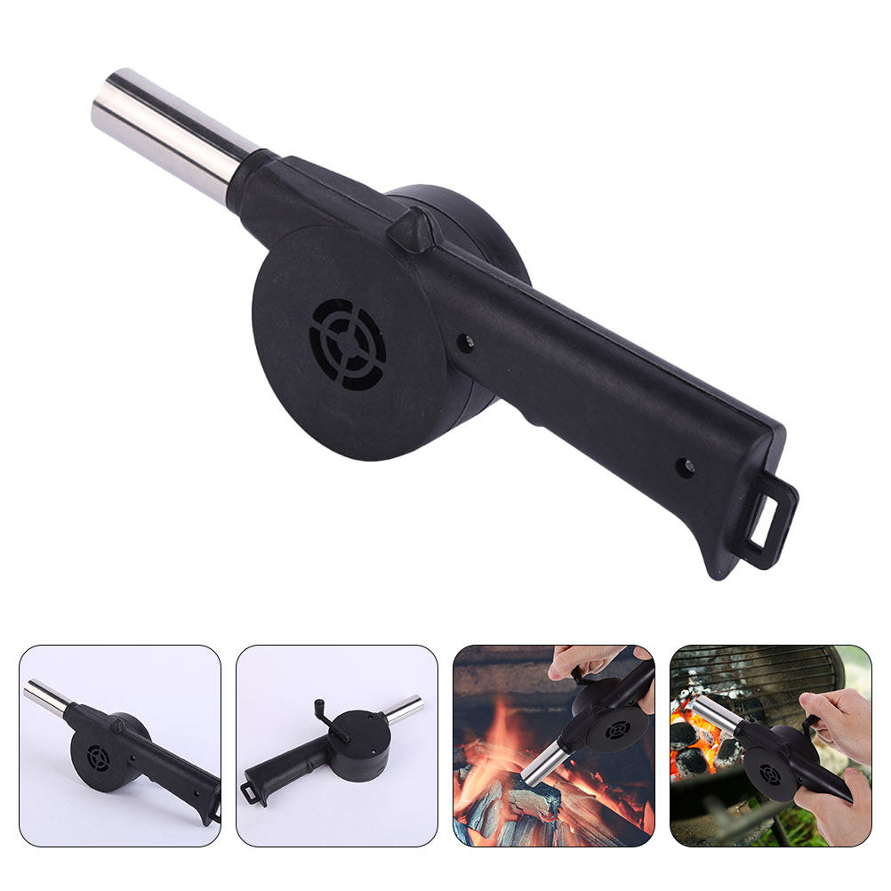 Outdoor Camping Fire - Kipas BBQ Manual Hitam dengan Engkol