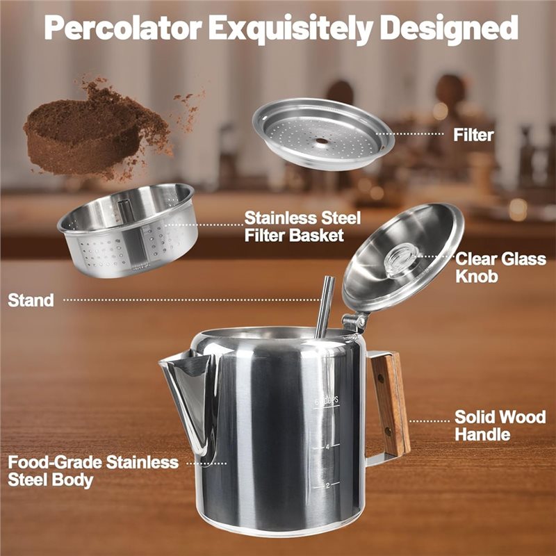 NOCM Coffee Pot 6 Cup Percolat - Camp Percolator Coffee ulasan dan harga