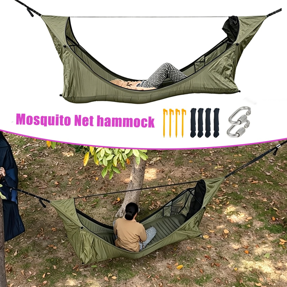 Hammock Datar dengan Kelambu,  - Outdoor Camping Hammock ulasan dan harga